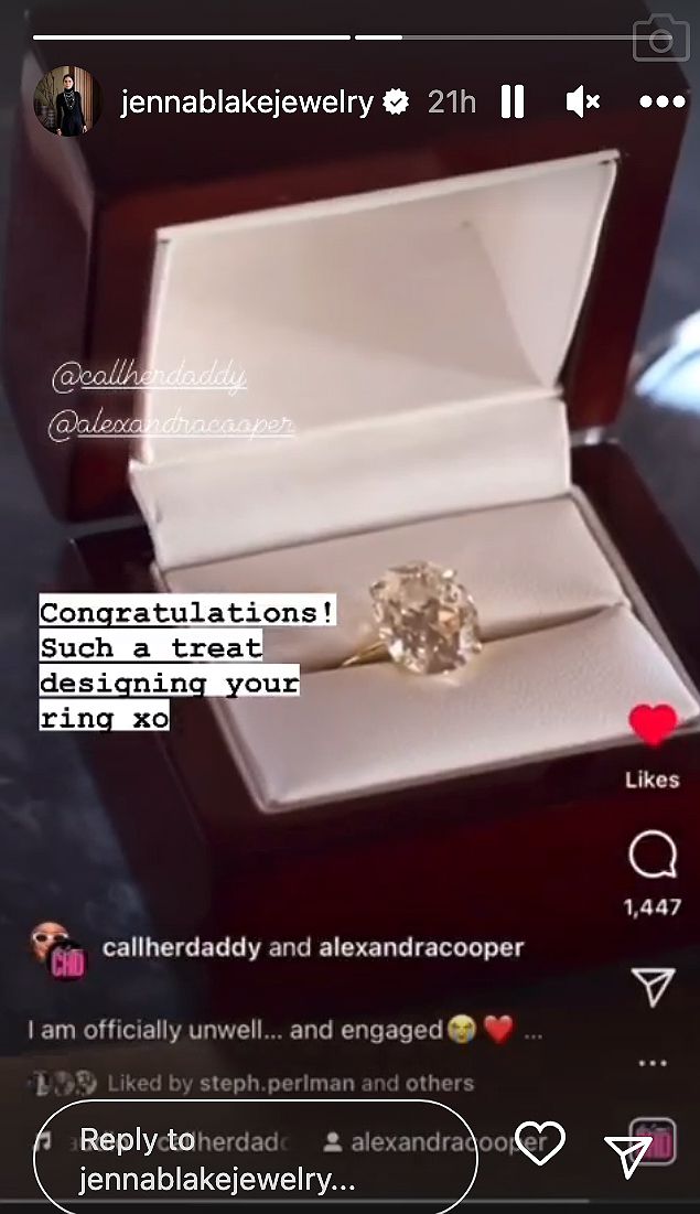 alexandra cooper engagement ring style: see the design and details of her ring.