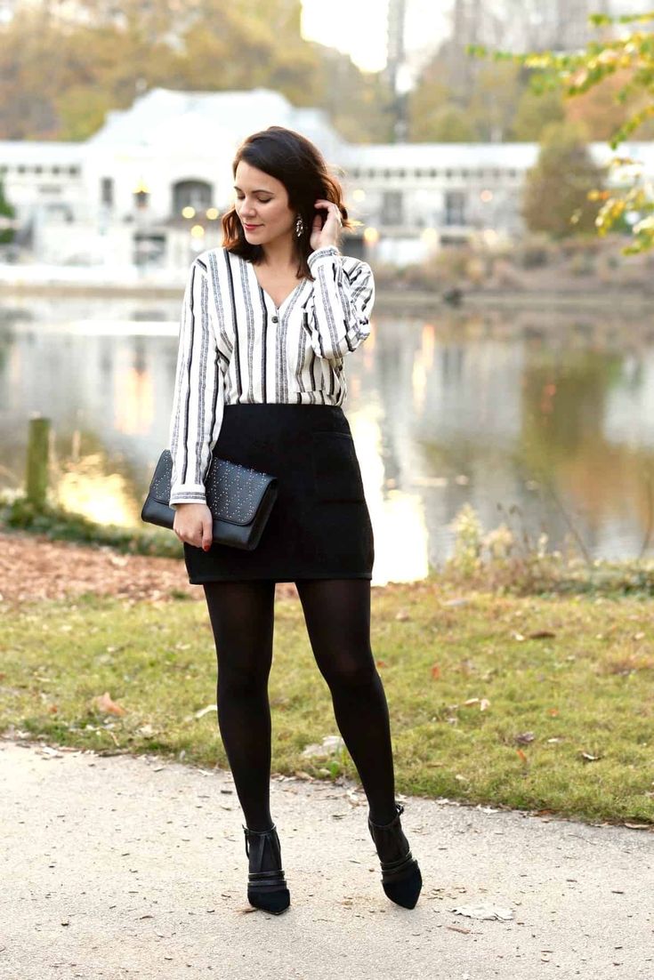 Opaque Tights with Black Skirt Outfits: Get the Look on a Budget
