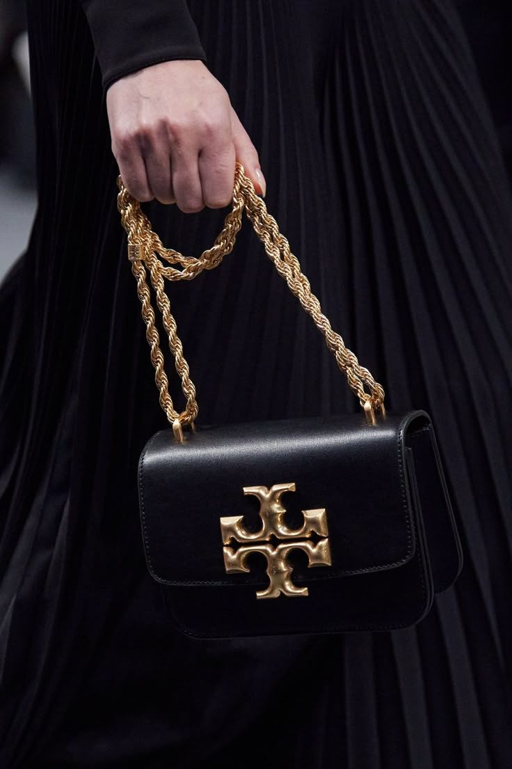 How to Style a Tory Burch Black Bag with Gold Chain