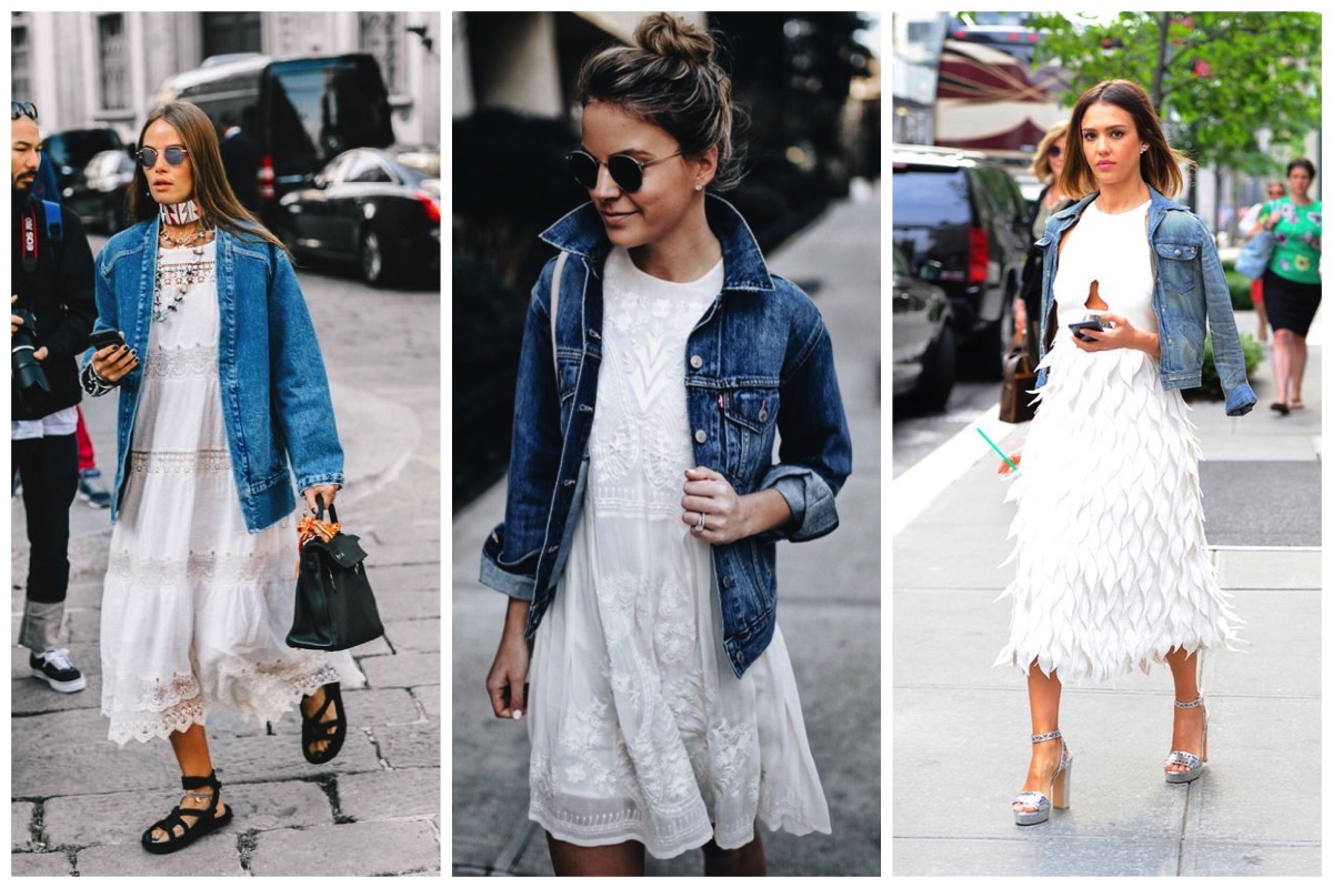How to style a denim and white dress? Easy tips for your cute denim and white dress look.