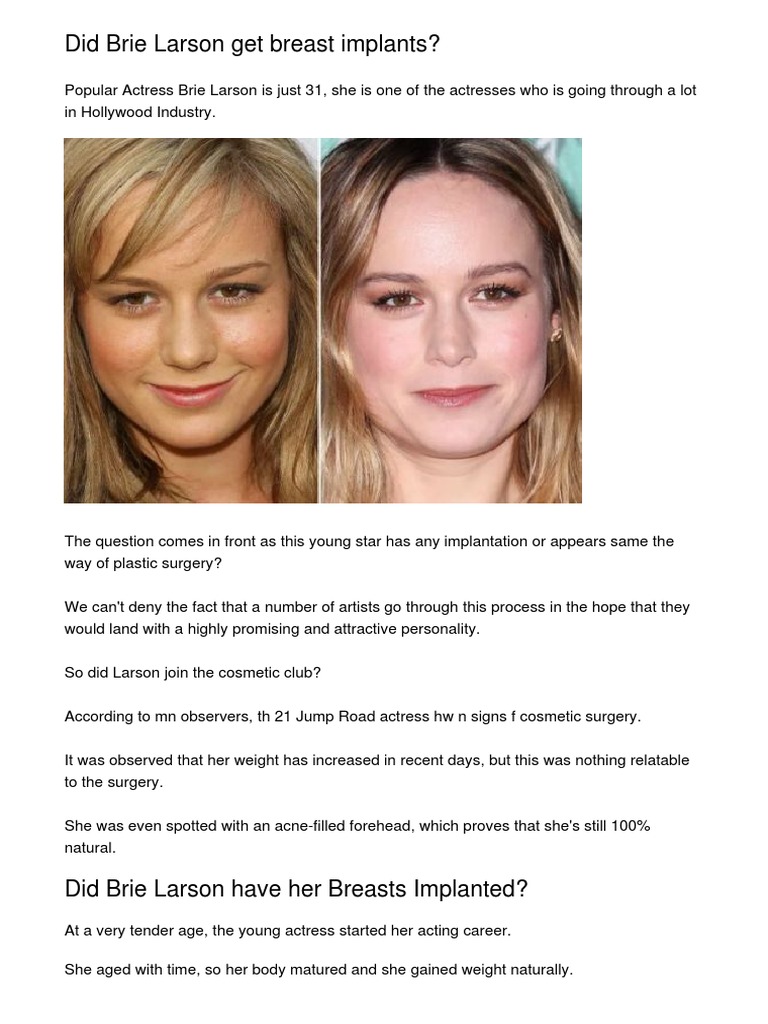 Did Brie Larson Have a Boob Job? See the Evidence Here
