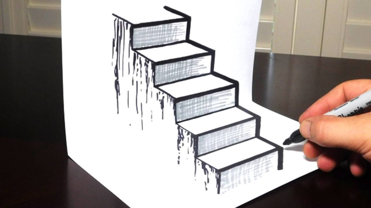 Creepy stairs drawing easy how? 5 simple steps for anyone!