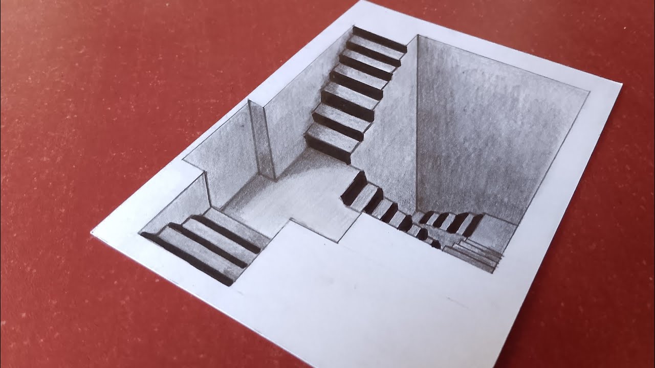 Creepy stairs drawing easy how? 5 simple steps for anyone!